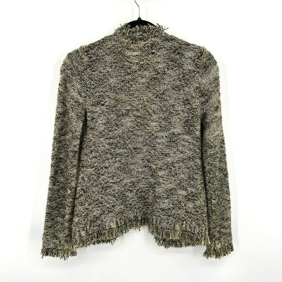 ANTHROPOLOGIE Angel Of The North Green Knit Fringe Boho Cardigan Sweater Small - Picture 2 of 7